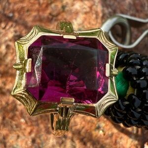 Ornate Pink Tourmaline and 14 Karat Gold Vintage Ring